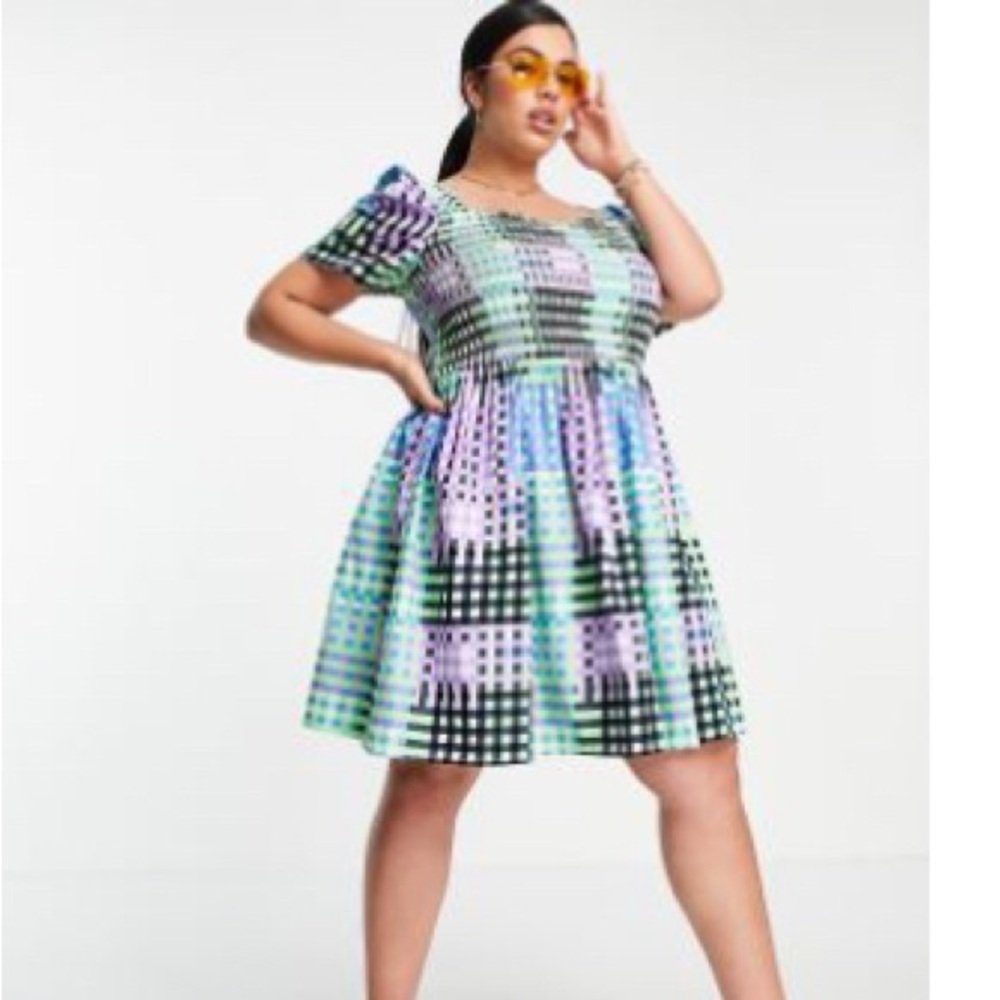 ASOS Curve Vibrant Checkered Mini Dress